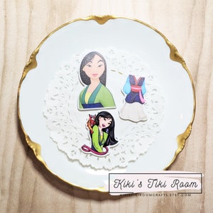 MULAN Set of 3 Resin Flatback Embellishments/ For Scrapbooks / Cards/ Journals/ DIY Projects