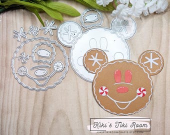GINGERBREAD MOUSE Head Metal Cutting Die Set / For Scrapbooks / Cards/ Journals/ DIY Projects