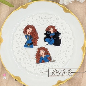 MERIDA BRAVE Set of 3 Resin Flatback Embellishments/ For Scrapbooks / Cards/ Journals/ DIY Projects