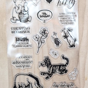 Set de sellos decorativos de Pooh y sus amigos n.° 43 para álbumes de recortes, tarjetas, planificadores y proyectos de bricolaje