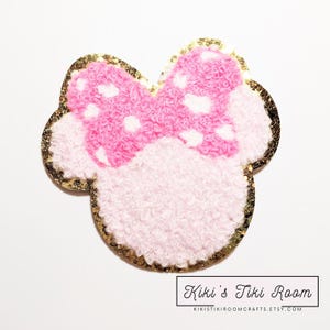 PINK DOT Minnie Maus Chenille Gestickter Aufnäher / Aufnäher / Für Scrapbooks / Journale / DIY-Projekte