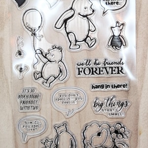 Set de sellos decorativos de Pooh y sus amigos n.° 42 para álbumes de recortes, tarjetas, planificadores y proyectos de bricolaje