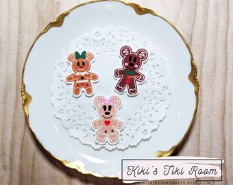 GINGERBREAD MOUSE Set of 3 Resin Flatback Embellishments/ For Scrapbooks / Cards/ Journals/ DIY Projects