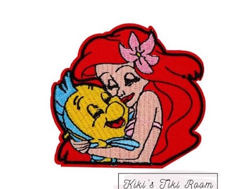 ARIEL MERMAID Embroidered Iron On Patches/ Sew on Patch/For Scrapbooks /Journals/ DIY Projects