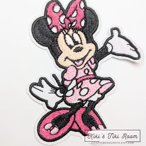 PINK MINNIE Mouse Embroidered Iron On Patches/ Sew on Patch/For Scrapbooks /Journals/ DIY Projects