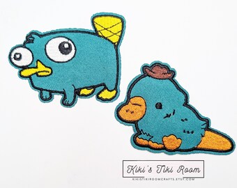 PERRY the PLATYPUS (2 Patches) Gesticktes Aufnäher / Aufnäher / Für Scrapbooks / Journals / DIY-Projekte