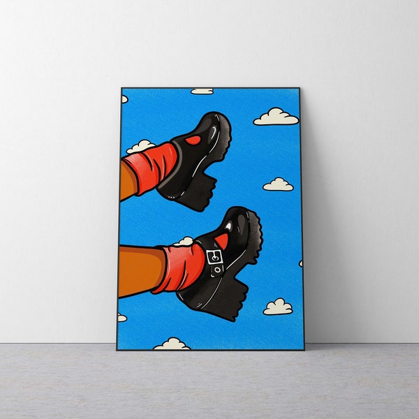 Illustration chaussures shoes nuages