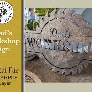 Dad&#39;s Workshop Wall Art Digital File Glowforge Laser Cut