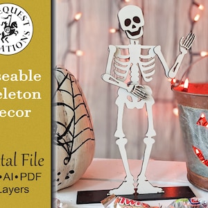 Poseable Skeleton Decoration Halloween Laser Cut Digital File Glowforge