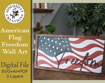 Amerikanische Flagge Freiheit Wand Kunst Digitale Laser Cut Datei Glowforge