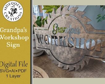 Opas Werkstatt Wand Kunst Digitale Datei Glowforge Laser Cut