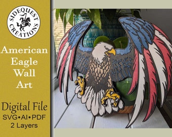Amerikanischer Adler Wandkunst Digitale Laser Cut Datei Glowforge