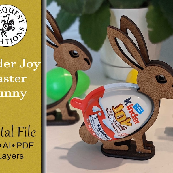 Easter Bunny Kinder Joy Egg Holder Digital File Glowforge Laser Cut