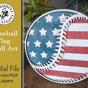 Baseball Flag Wall Art Digital Laser Cut File Glowforge