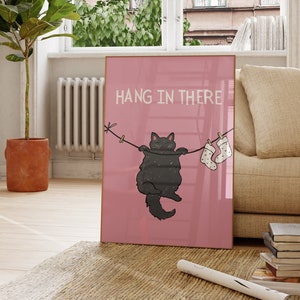 Hang In There imprimible gato pared arte gato amante cartel lindo cita impresión motivacional rosa descarga digital 1 impresión