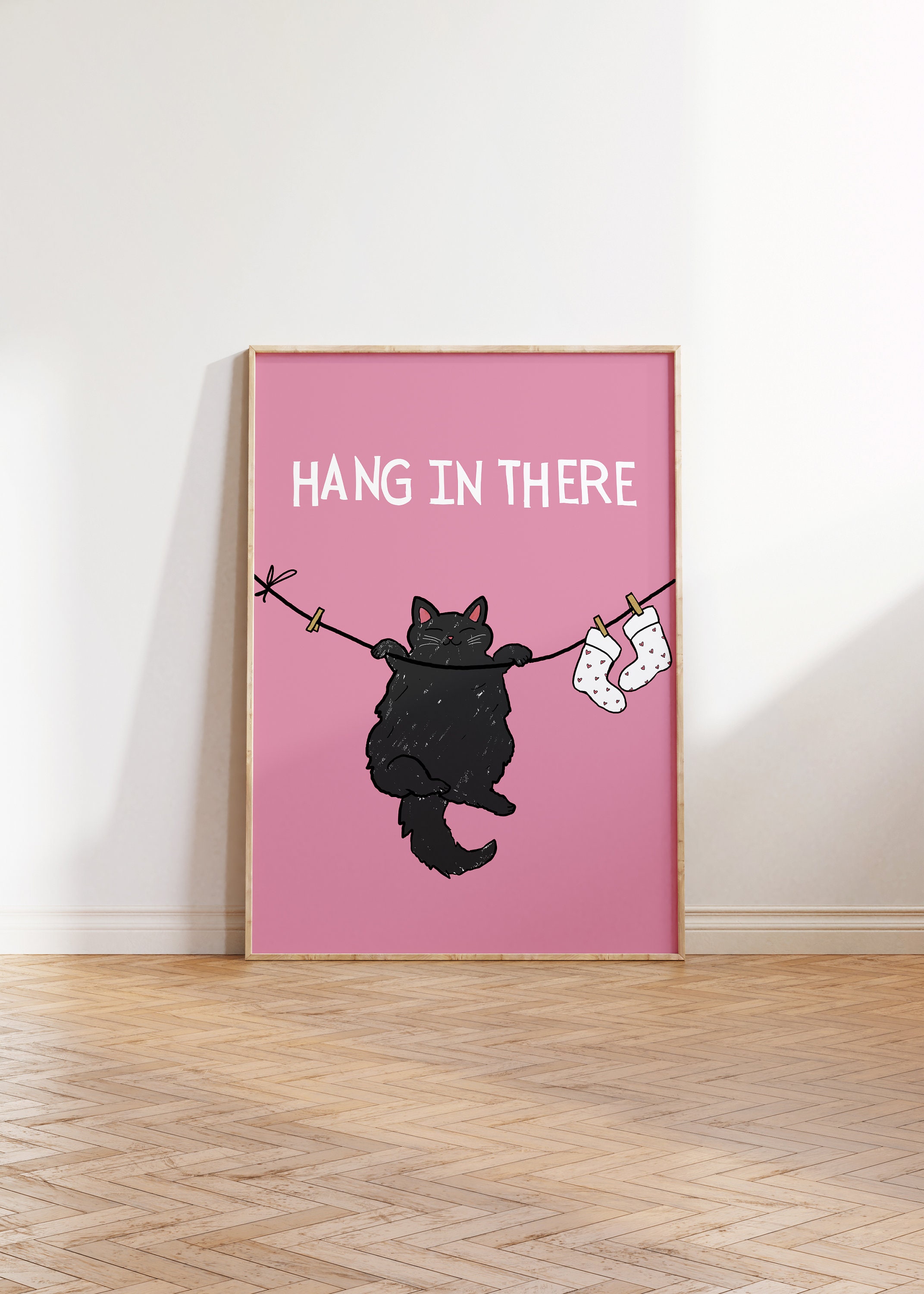 Hang in There Printable Cat Wall Art Cat Lover Poster Cute Quote Print ...