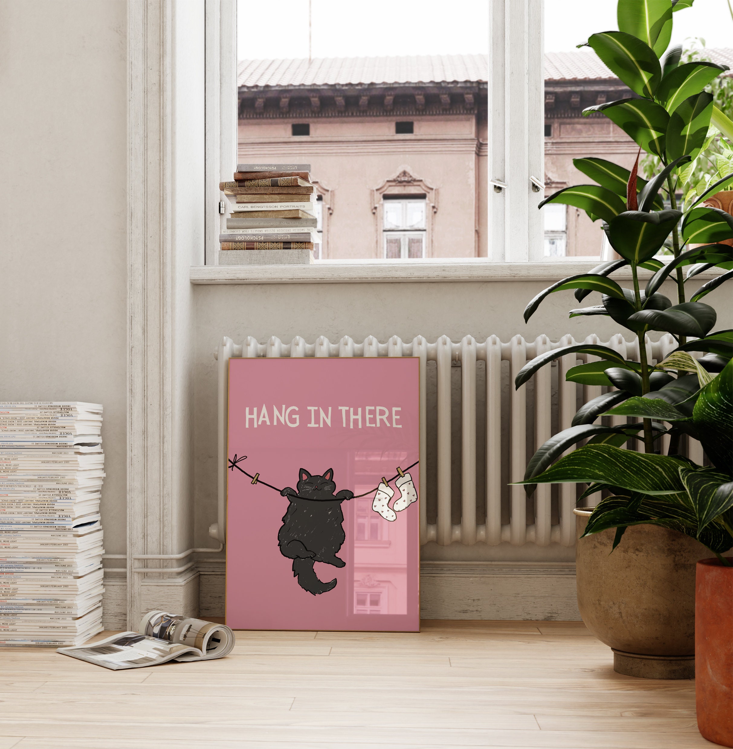 Hang in There Printable Cat Wall Art Cat Lover Poster Cute Quote Print ...