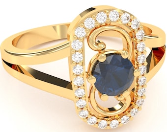 Cocktail Split Band Diamond Ring in 14k/10k Solid Gold/925 Sterling Silver Diamond  Birthstone Gemstone Ring Gift For Her