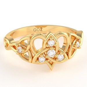 Claddagh Celtic Heart Love Diamond Ring Crafted In Solid 14k/10k Solid Gold/925 Sterling Silver Mothers Day Unique gift For Her