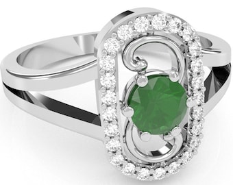 Cocktail Split Band Diamond Ring in 14k/10k Solid Gold/925 Sterling Silver Diamond  Birthstone Gemstone Ring Gift For Her