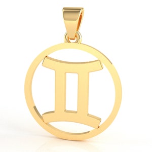 Gemini Zodiac Sign Pendant 14k/10k Gold Pendant Gemini Constellation  Anniversary Gift For Her May And June Zodiac Sign