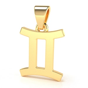 Gemini Zodiac Sign Pendant 14k/10k Gold Pendant Gemini Constellation Anniversary Gift For Her May And June Zodiac Sign