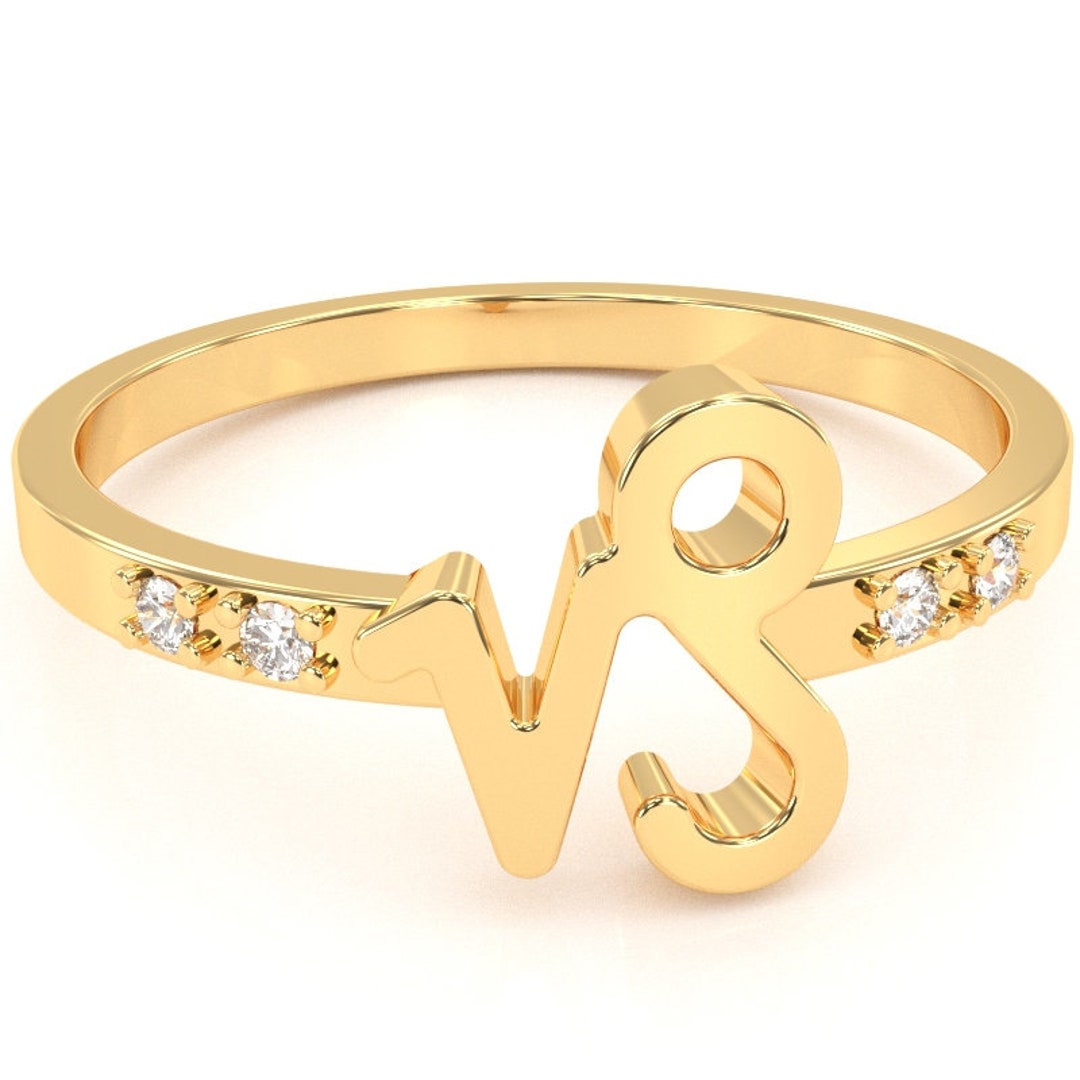 Capricorn Diamond Ring Capricorn Zodiac Sign Diamond Ring in 14k/10k ...