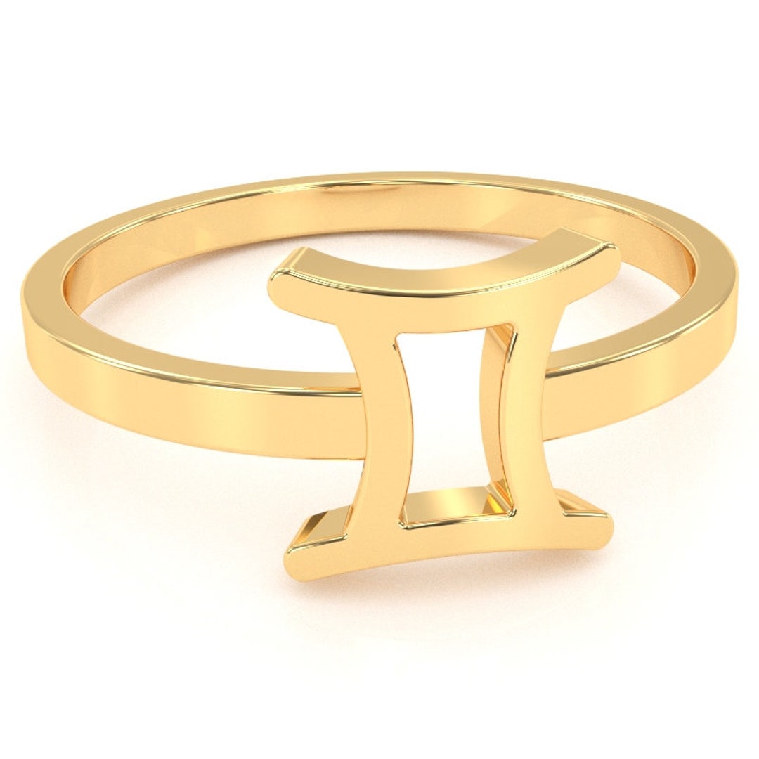 Gemini Zodiac Sign Ring in 14k/10k Gold Gemini Zodiac Astrology Sign ...