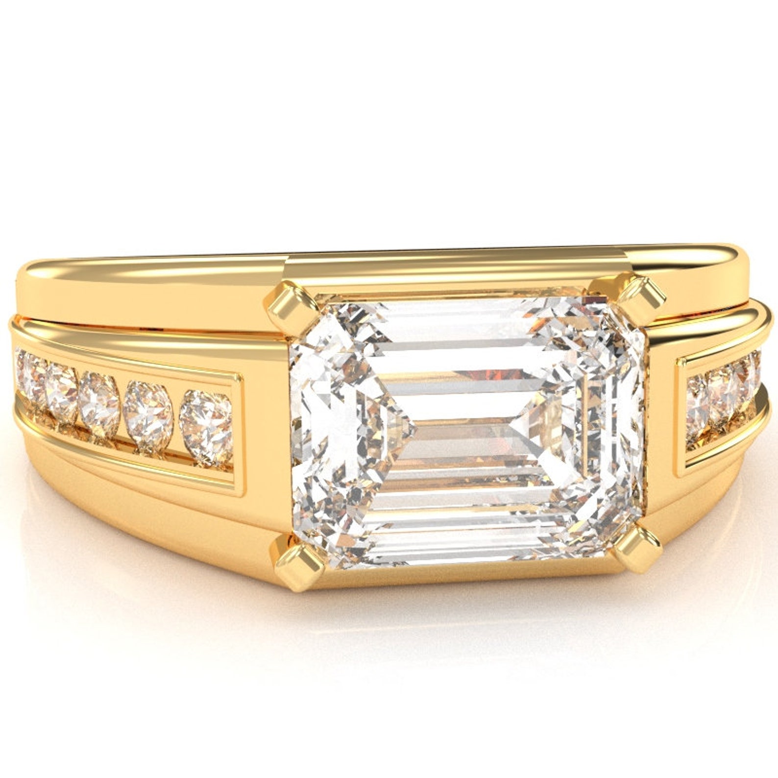 Mens Ring in 14k/10k Solid Gold Men's Diamond Channel Ring in 14k/10k ...