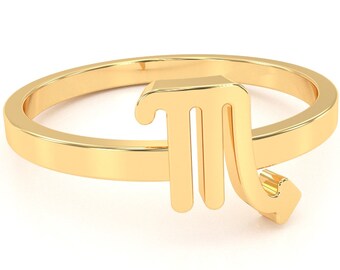 Anel do Signo do Zodíaco Escorpião Escorpião em Ouro Maciço 14k/10k Signo Astrológico/Anel de Constelação Outubro e Novembro Signo do Zodíaco/Presente para ela