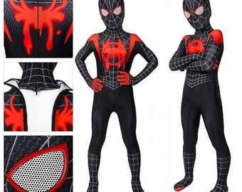 Enfants Miles Morales Costume Spiderman Cosplay Jumpsuit Halloween Cosplay Suit