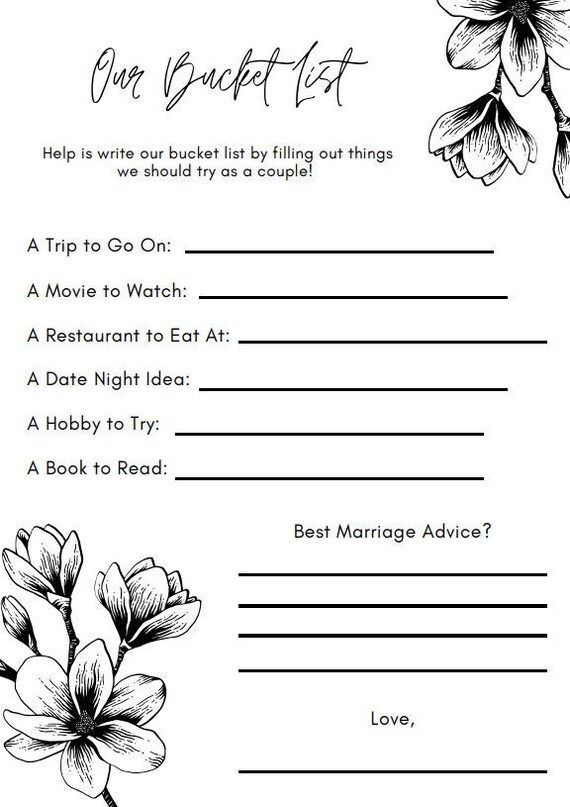 Our Bucket List Wedding DIGITAL DOWNLOAD pdf Etsy