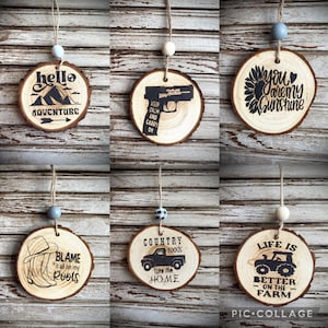 Wooden Car Freshener – Natural wood accessory, Reusable, Farm, Sunshine, Western, Country