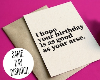 Funny Rude Birthday Card - Handmade FSC Ivory Kraft