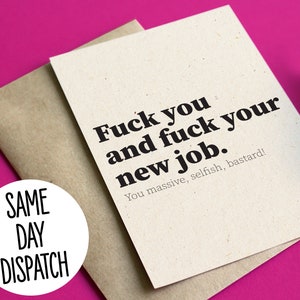Drôle de départ grossier / nouvelle carte de travail - Va te faire foutre et baiser ton nouveau travail