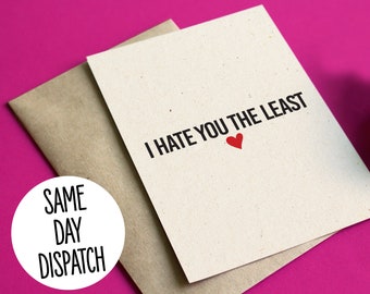 I hate you the least - Funny/Rude Valentines, Love or Anniversary card