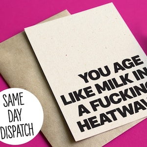 Carte d'anniversaire drôle et grossière - Vous vieillissez comme du lait pendant une putain de canicule