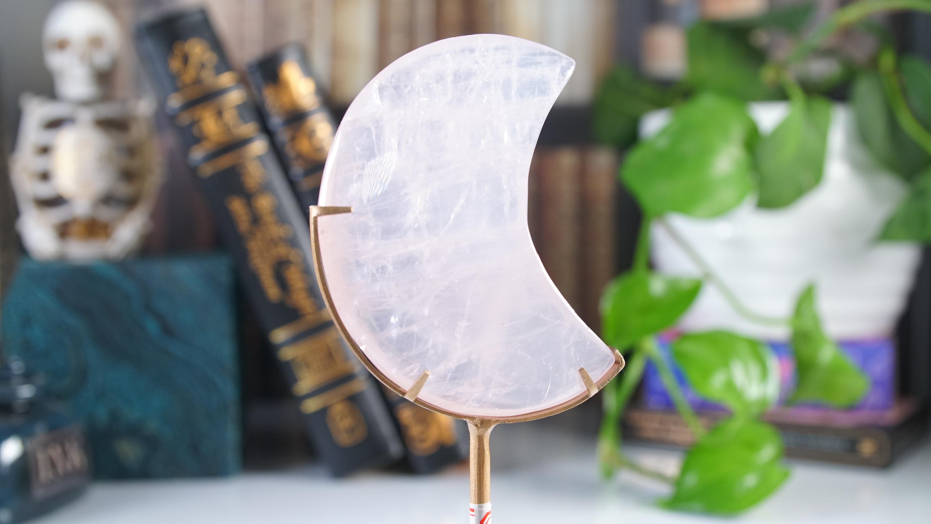 ペリウィンクルパープルローズクォーツムーン（スタンド付き）｜高品質