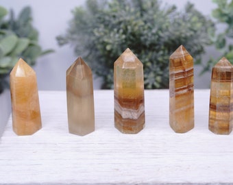Torre di fluorite giallo limone, punto di fluorite giallo, torre di fluorite, fluorite gialla