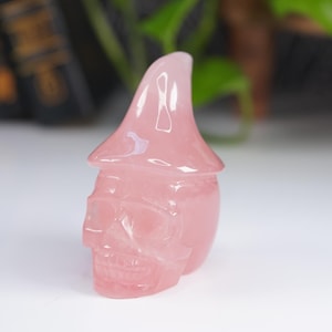 Rose Quartz Witch Skull Carving | High Quality Crystal | Rose Quartz | US Seller