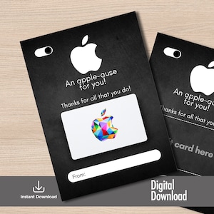 APPLE cadeaukaarthouder DIGITALE DOWNLOAD Bedankt leraar, werknemer, vriend, familieverjaardagskaart cadeau-idee