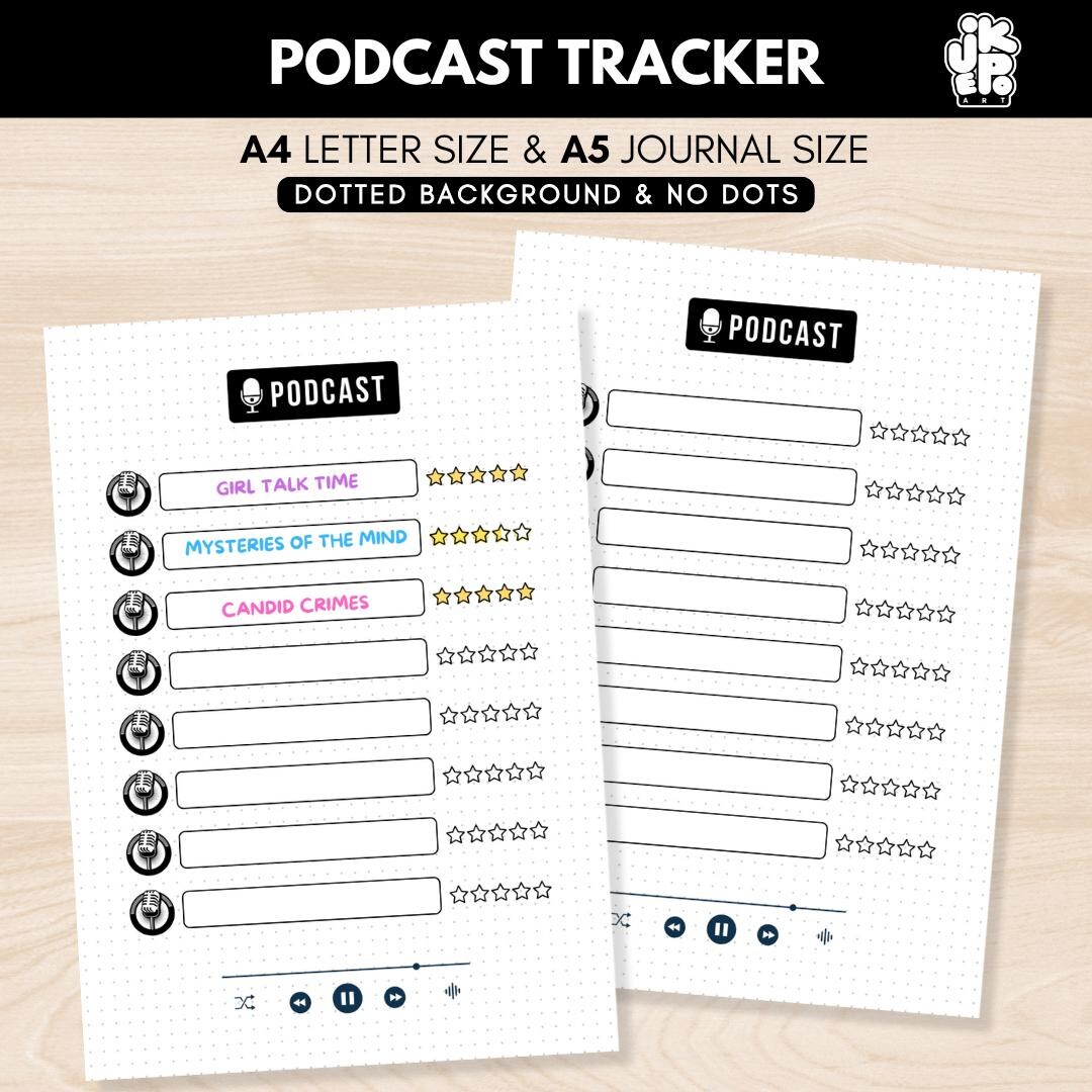 Podcast Tracker Printable | Listening Journal | Podcast Goal Planner ...