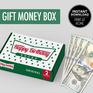 Caja de dinero de cumpleaños Kreme "Dough" Idea de regalo Titular de dinero Sorpresa DESCARGA DIGITAL