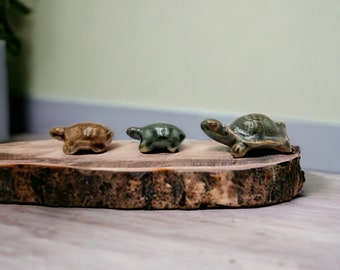 Turtle Figurine Ceramic Miniature for Garden decoration Garden art gift Holiday gift Live bonsai tree pot decor gift housewarming tree gift