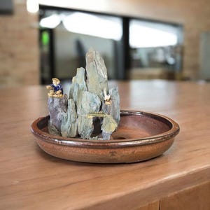 Fisherman figurine Pot Accessory gift for Holiday Gardening Gift for lover birthday Gift for Bonsai lover Glossy Ceramic Pot Decor Accy