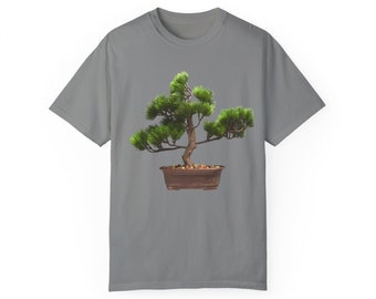 Unisex Bonsai Tree Tee - Garment-Dyed Cotton Shirt, Nature-Inspired Fun Tee, Perfect Gift for Plant Lovers