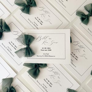 Invito a nozze cinese con nastro verde scuro | Biglietto d'invito personalizzato con design elegante kurdele