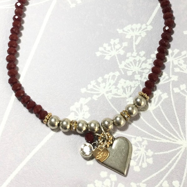 A vintage Bibi Bijoux heart charm necklace