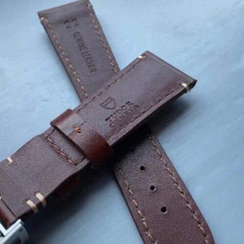 Tudor New 22mm Leather Deployment Watch Strap With Tudor clasp solid
