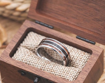 Holzring Silber Lioran Trio 8 mm • Holzring mit Koa & Ebenholz • wasserfest und handgefertigt • Verlobungsring Holz Partnerring Herren